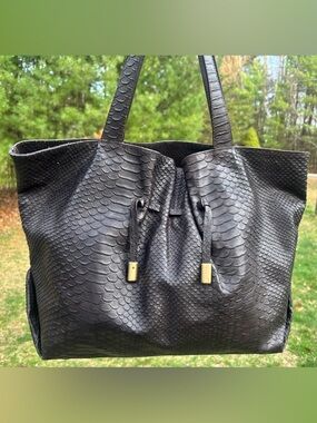 Furla Leather Snakeskin Embossed ShoulderBag